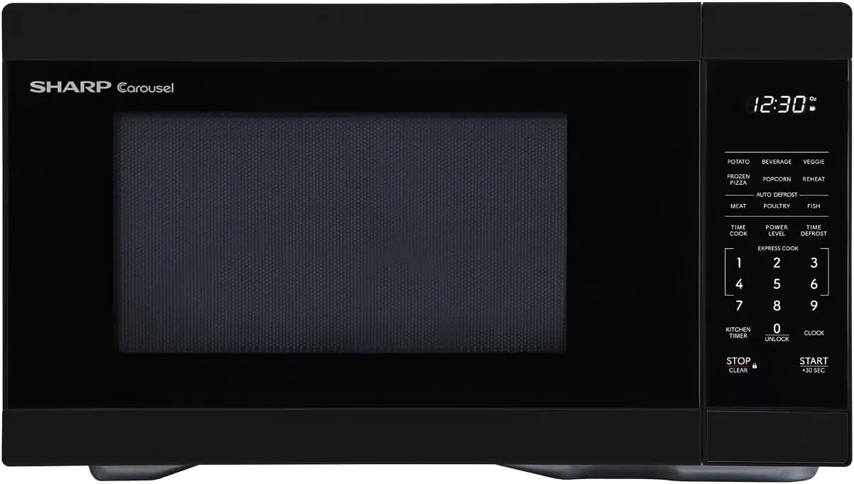 SHARP SMC1161KB Countertop Microwave Oven with Removable 12.4" Carousel Turntable, 1.1 Cubic Feet, 1000 Watt CuFt, Black