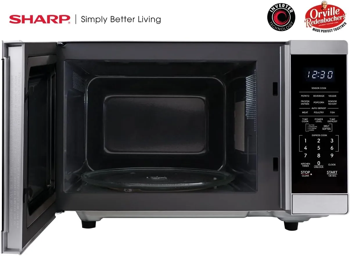 SHARP ZSMC1464KS Countertop Microwave Oven with Removable 12.4" Carousel Turntable. Orville Redenbacher's Certified. 1.4 Cubic Feet, 1100 Watt CuFt, Stainless Steel