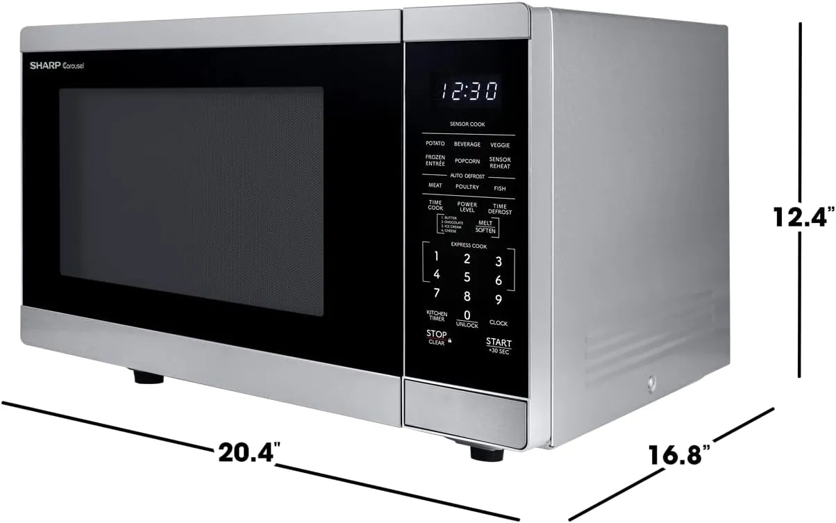 SHARP ZSMC1464KS Countertop Microwave Oven with Removable 12.4" Carousel Turntable. Orville Redenbacher's Certified. 1.4 Cubic Feet, 1100 Watt CuFt, Stainless Steel