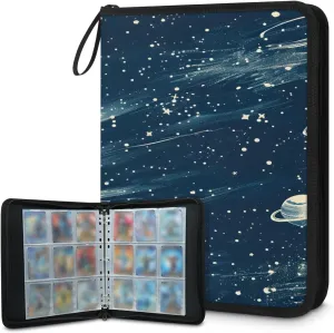 Shining Universe 3 Ring Trading Zipper Binder Strap, Trading Card Binder 9 Pocket, 900 Pockets Card Holder with 50 Removable Sleeves for Game Cards