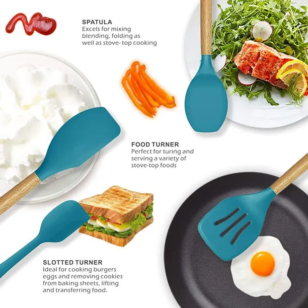 Silicone Cooking  Utensils Set Blue