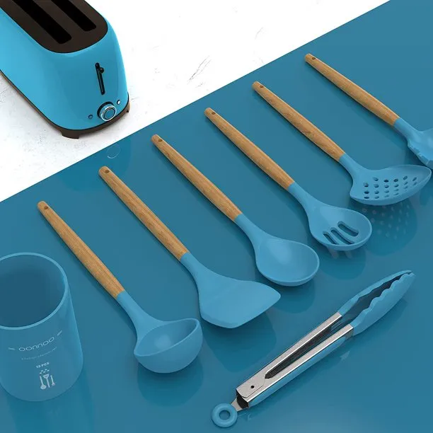 Silicone Cooking  Utensils Set Blue