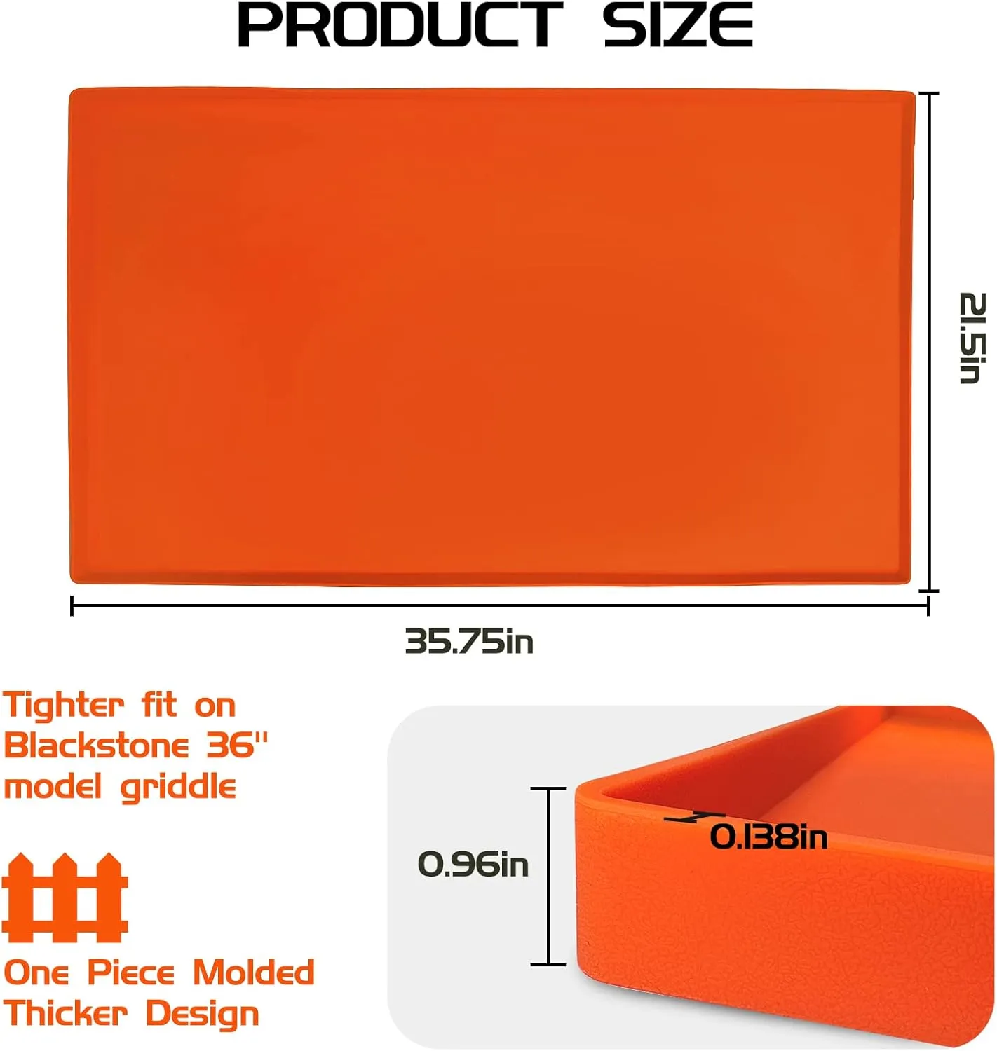 Silicone Griddle Mat for Blackstone 36 Inch, Heavy Duty Food Grade Silicone Griddle Cover, Griddle Accessories for Blackstone Grill, All Season Protective Cover (Orange)