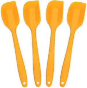 Silicone Spatula 4-Piece Set, Heat-Resistant Non-Stick Rubber Spatulas with Stainless Steel Core, Orange