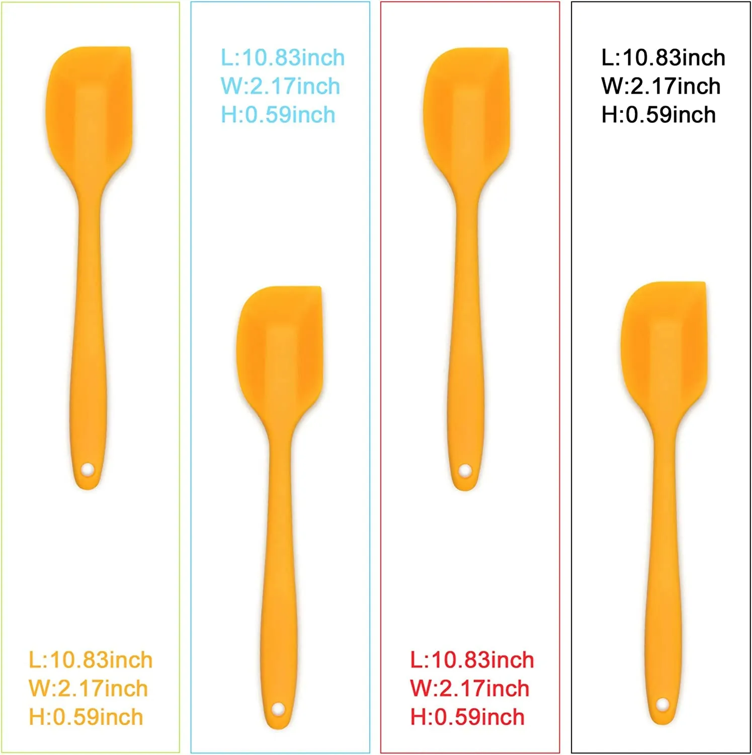 Silicone Spatula 4-Piece Set, Heat-Resistant Non-Stick Rubber Spatulas with Stainless Steel Core, Orange