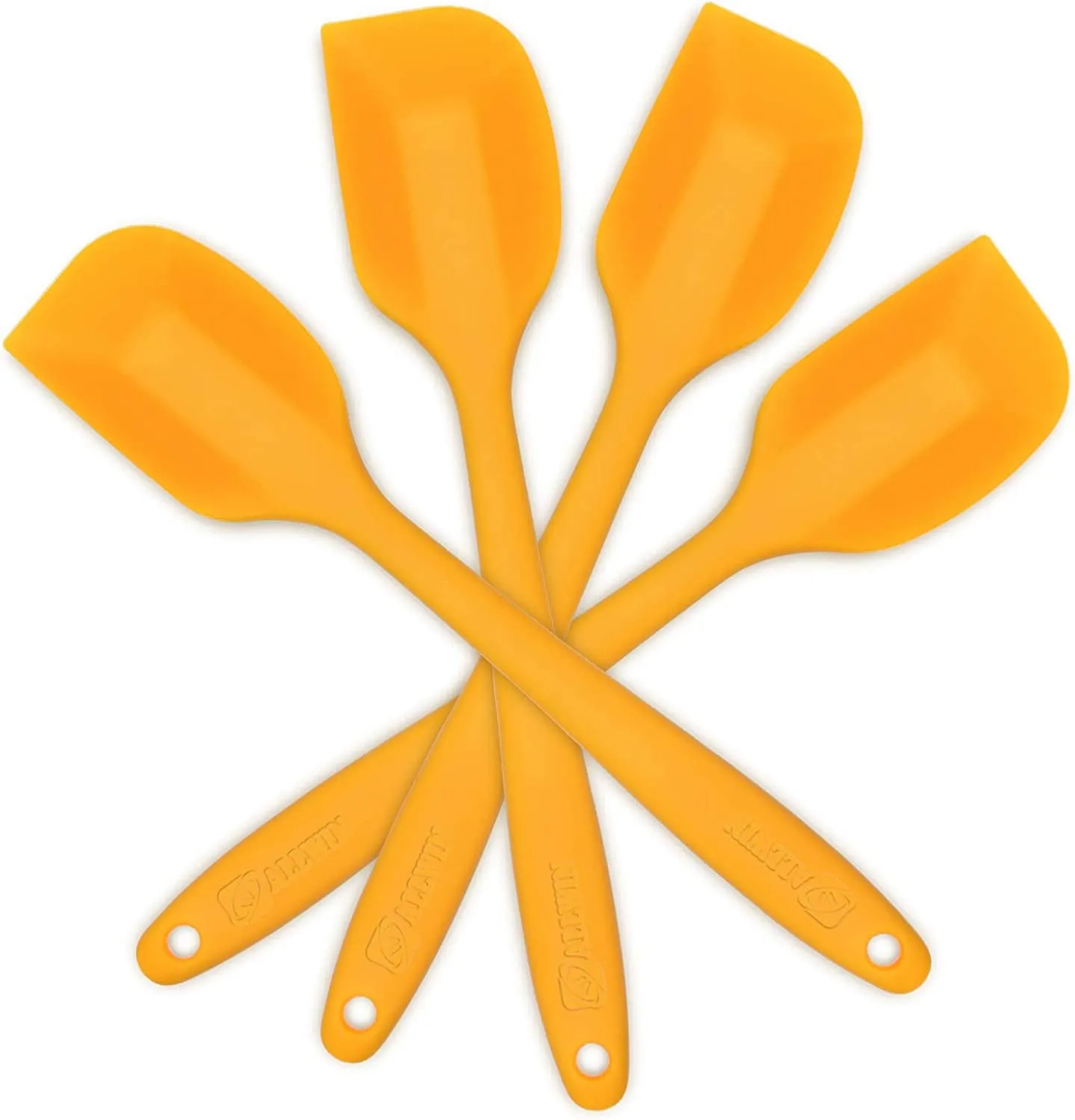 Silicone Spatula 4-Piece Set, Heat-Resistant Non-Stick Rubber Spatulas with Stainless Steel Core, Orange