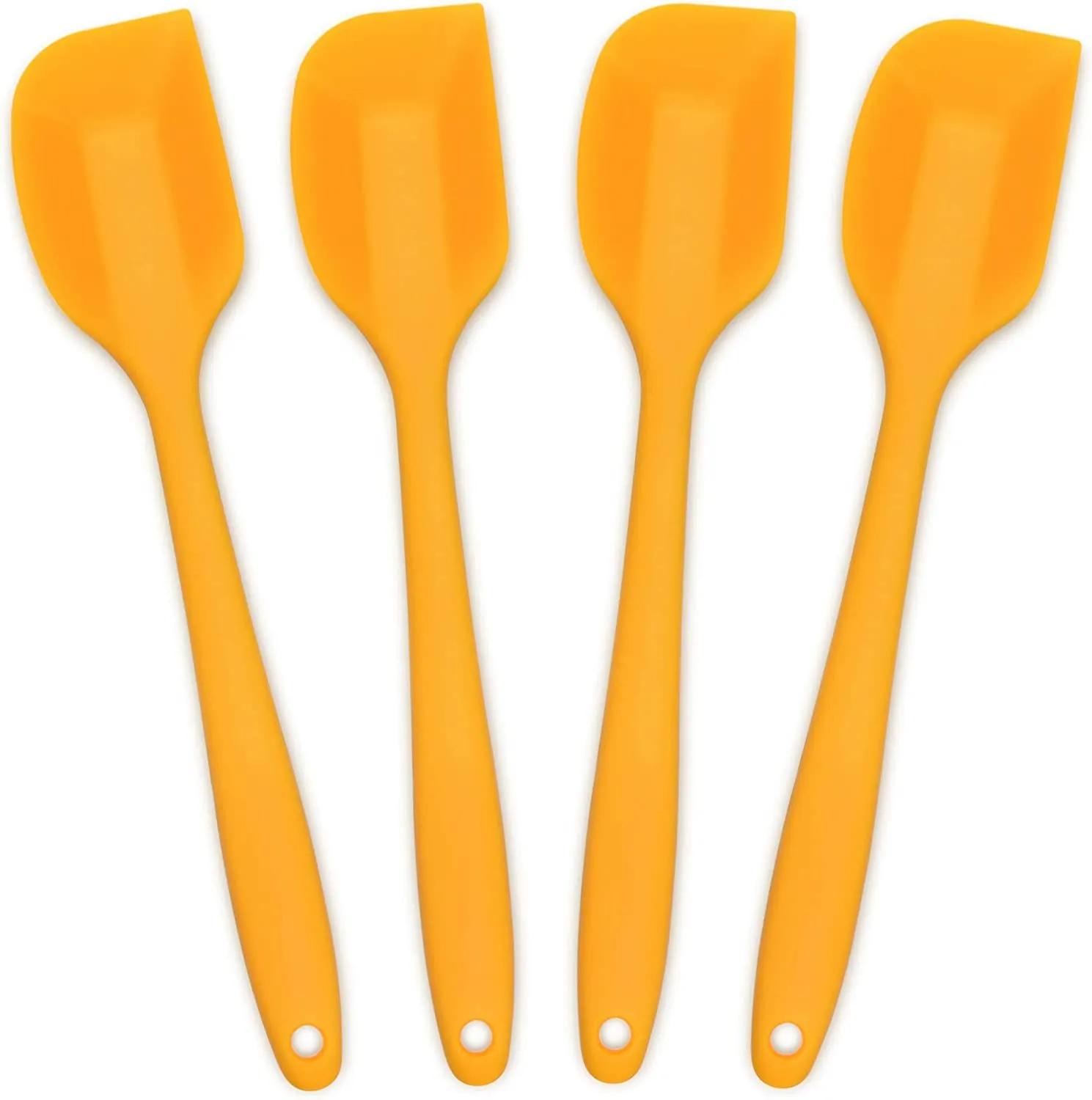Silicone Spatula 4-Piece Set, Heat-Resistant Non-Stick Rubber Spatulas with Stainless Steel Core, Orange