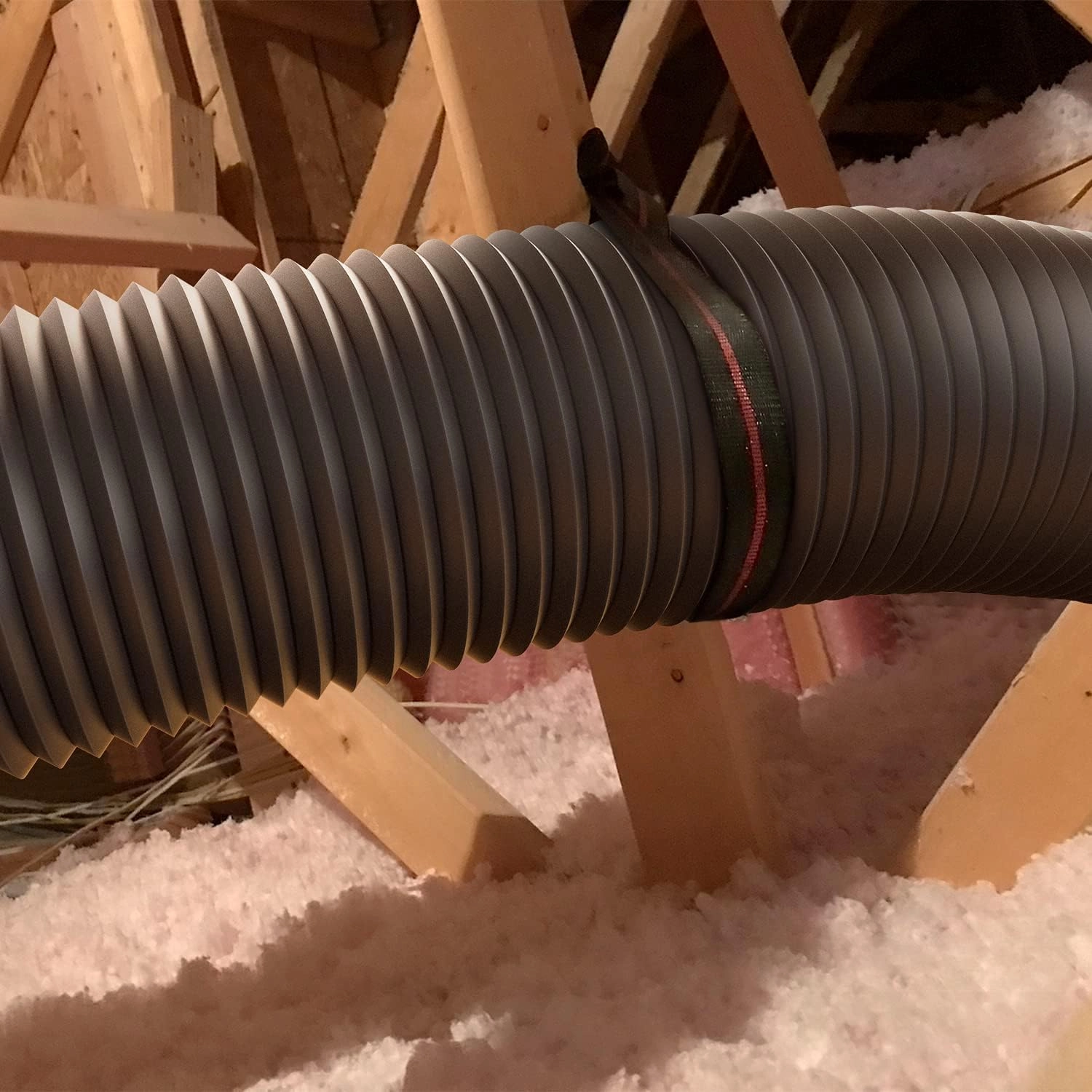 Simple Deluxe 12 Inch Flexible Air Aluminum Ducting, 25-Feet Long Vent Hose for HVAC Ventilation and Exhaust, 2 Clamps, Black