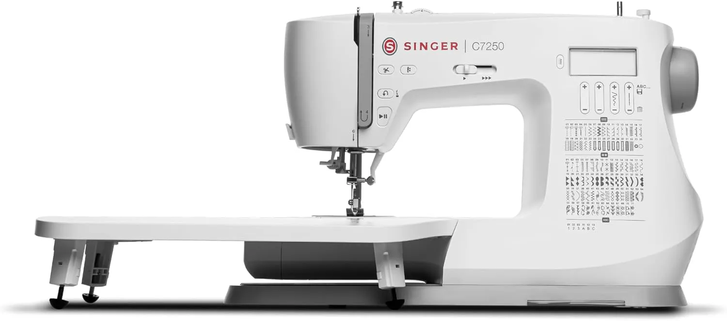 SINGER C7250 Computerized Sewing & Quilting Machine with Extension Table & Accessory Kit | 417 Stitch Applications, Built-In Lettering, Metal Frame, LCD Screen, One-Step Buttonhole & Speed Control