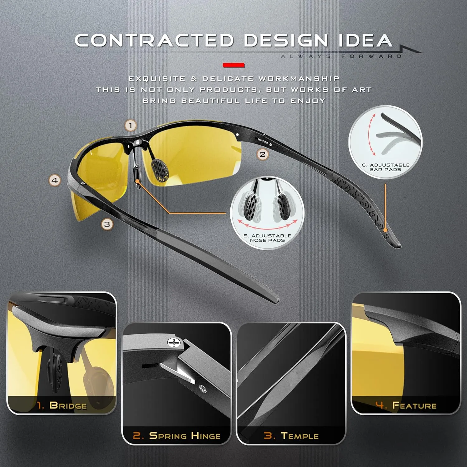 SIPLION Sunglasses Men Polarized for Men's Driving Sport Fishing hiking UV Protection Al-Mg Metal Frame Ultra Light