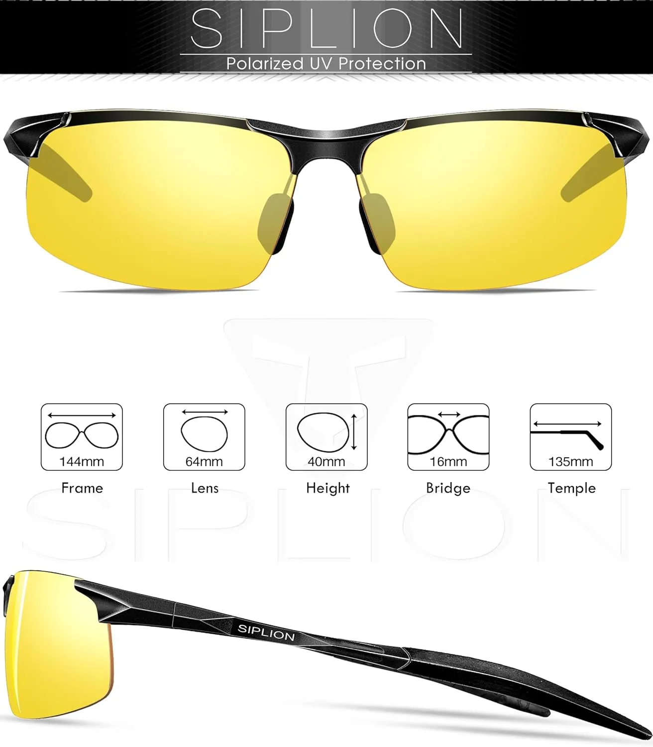 SIPLION Sunglasses Men Polarized for Men's Driving Sport Fishing hiking UV Protection Al-Mg Metal Frame Ultra Light