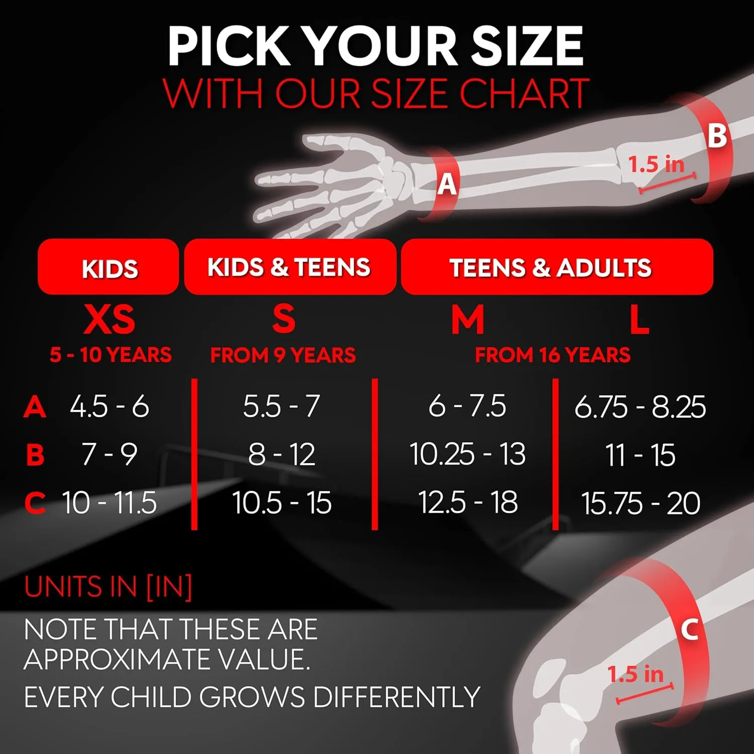 SKATEWIZ Skating Protective Gear Adults & Kids [6pc] incl. Knee Pads, Elbow Pads Wrist Guards for Roller Skating & Skateboarding