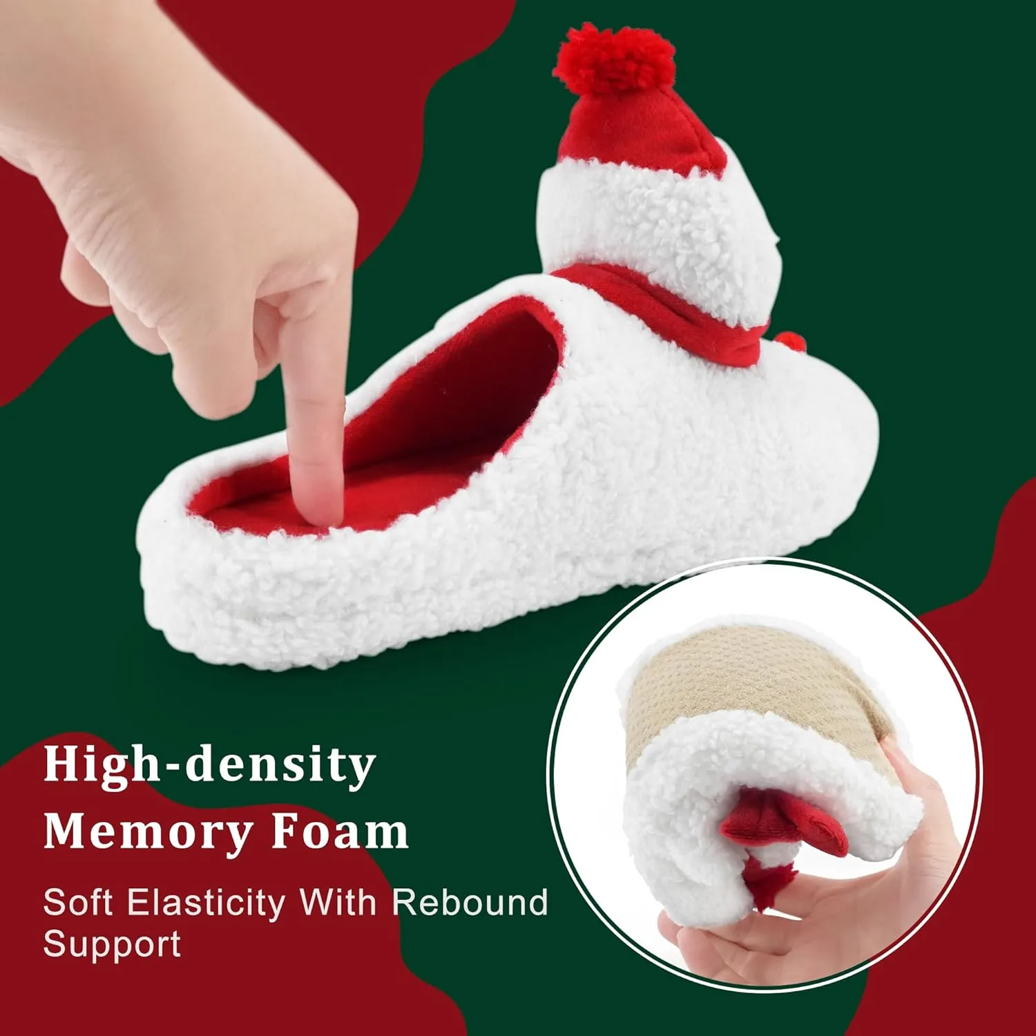 SKYWHEEL Women's Reindeer Slippers - Comfortable Plush Warm Non-Slip Slippers for Christmas, Family, Holiday, Winter, House, Indoor, Outdoor, Bedroom