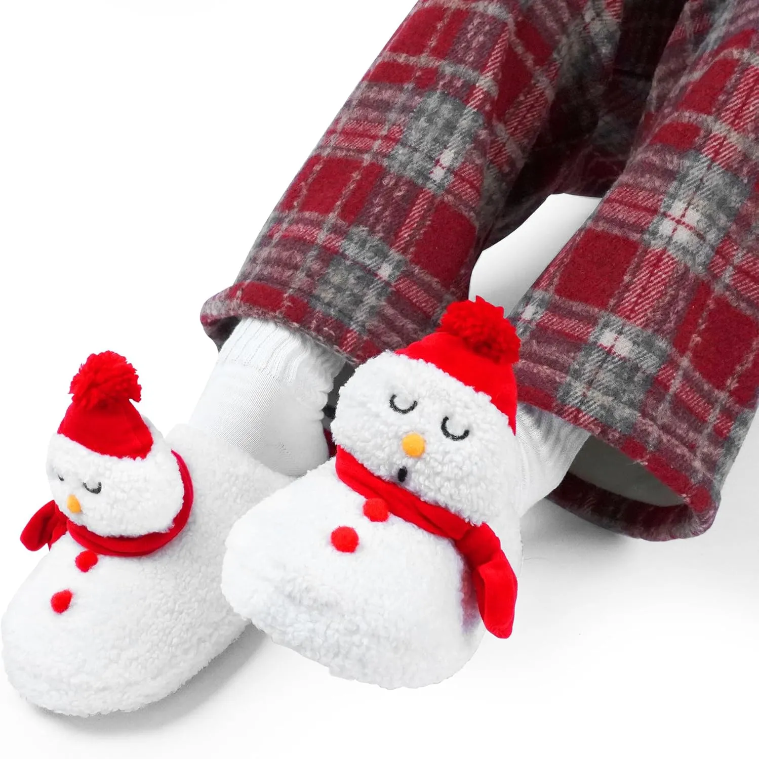 SKYWHEEL Women's Reindeer Slippers - Comfortable Plush Warm Non-Slip Slippers for Christmas, Family, Holiday, Winter, House, Indoor, Outdoor, Bedroom