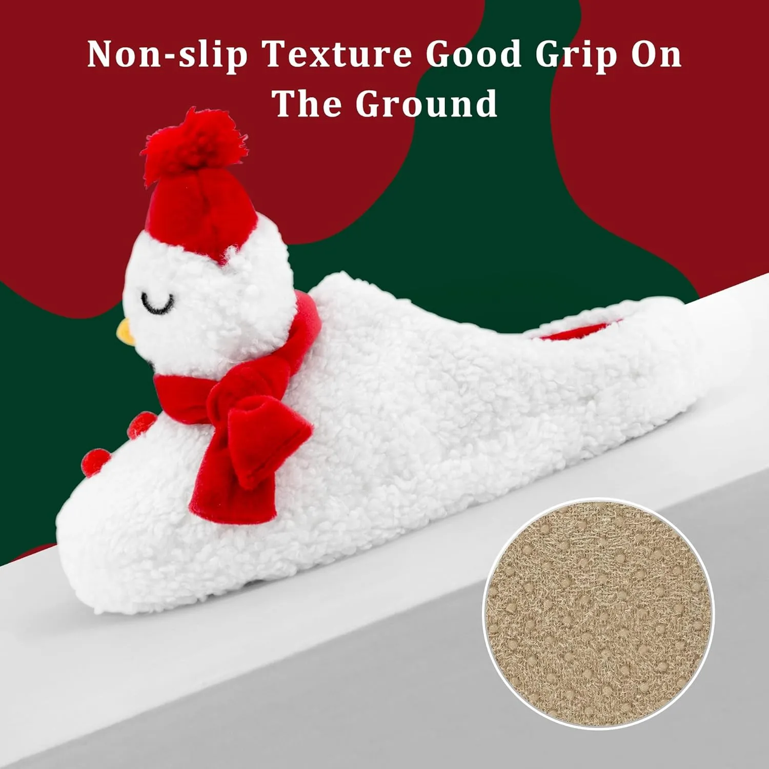 SKYWHEEL Women's Reindeer Slippers - Comfortable Plush Warm Non-Slip Slippers for Christmas, Family, Holiday, Winter, House, Indoor, Outdoor, Bedroom