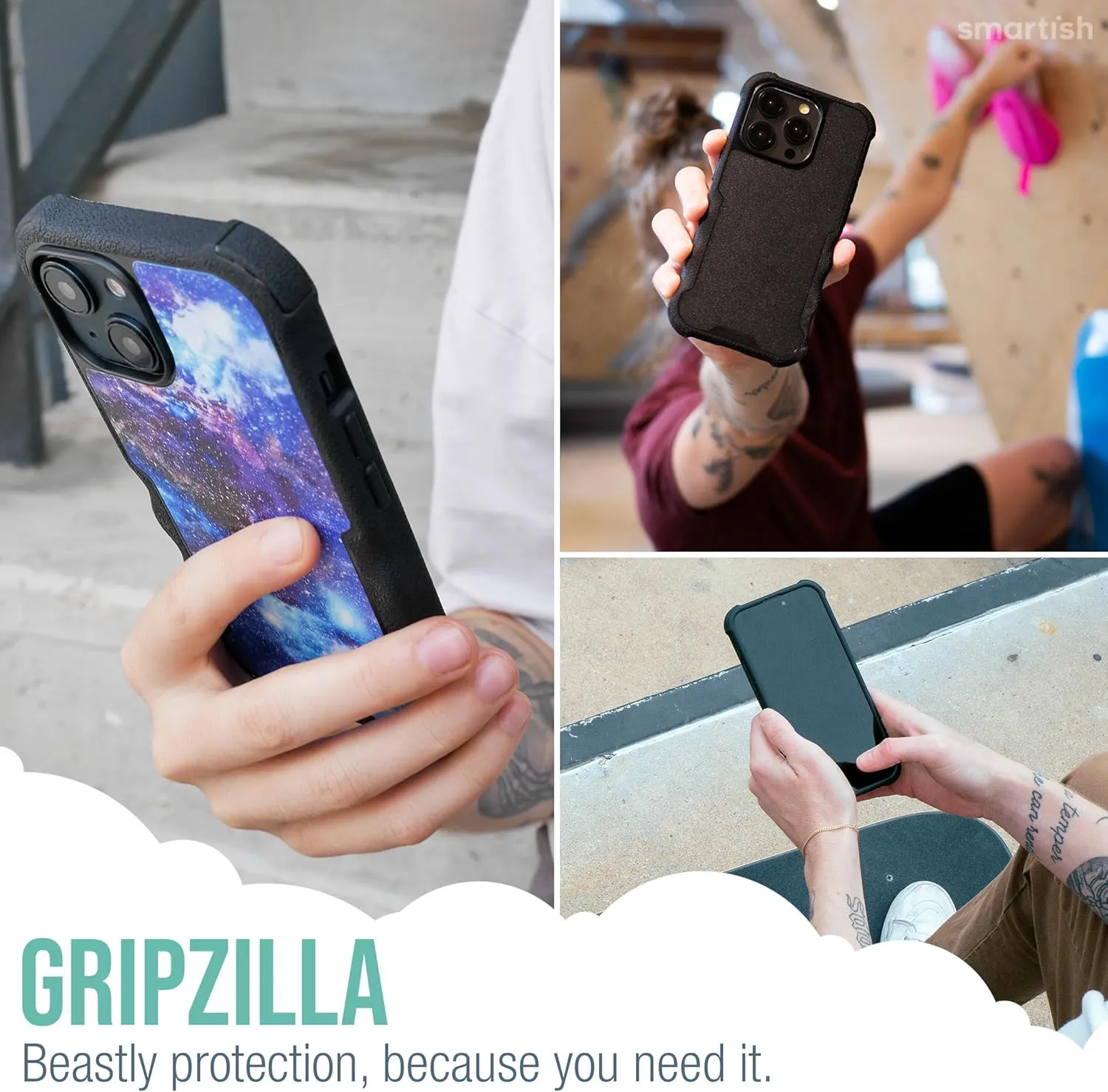 Smartish® iPhone 15 Pro Max Protective Magnetic Case - Gripzilla Compatible with MagSafe [Rugged Heavy Duty Grip Armor Cover] w/Drop Tested Protection for Apple iPhone 15 Pro Max - Blueberry Bandit