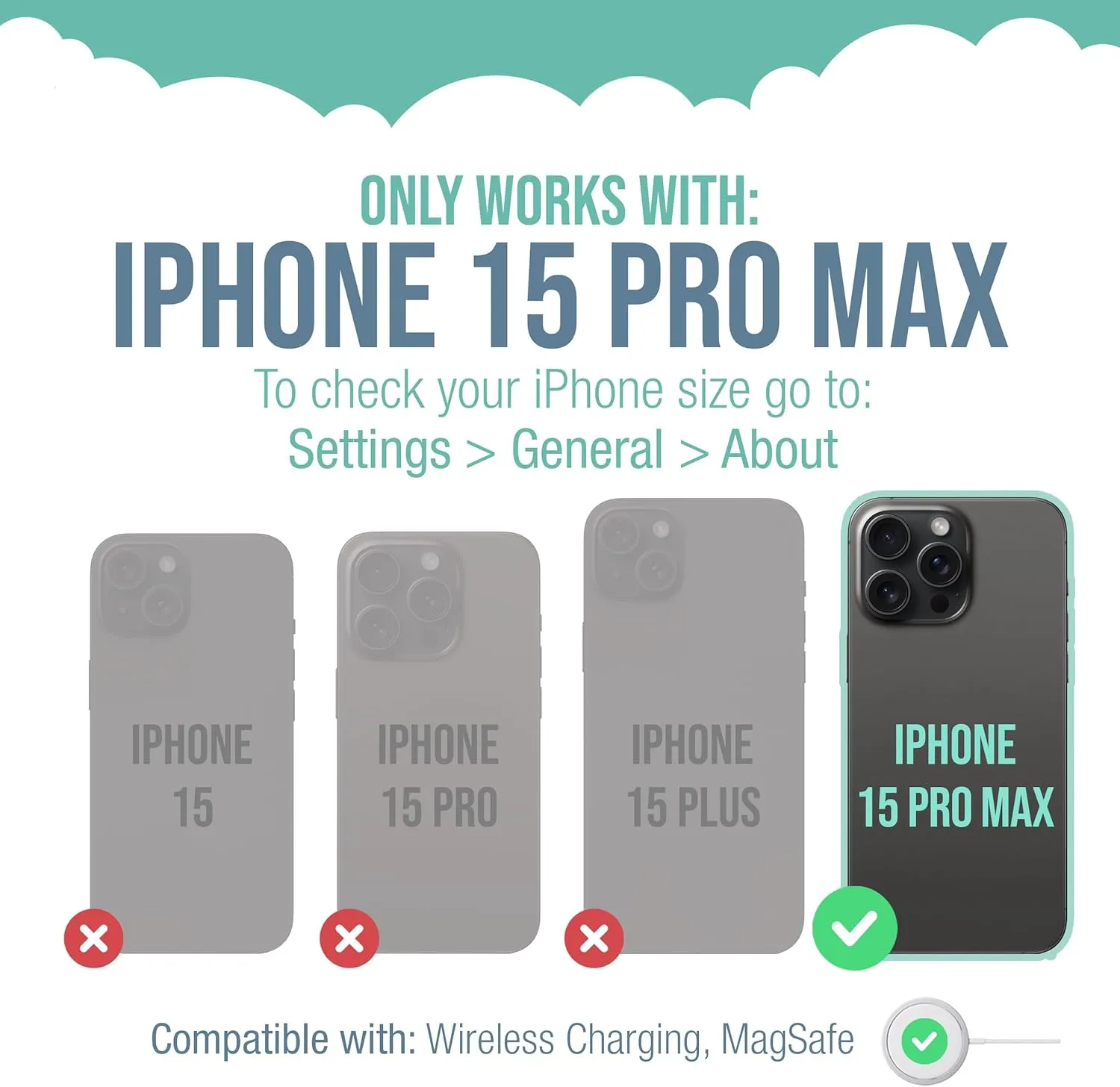 Smartish® iPhone 15 Pro Max Protective Magnetic Case - Gripzilla Compatible with MagSafe [Rugged Heavy Duty Grip Armor Cover] w/Drop Tested Protection for Apple iPhone 15 Pro Max - Blueberry Bandit