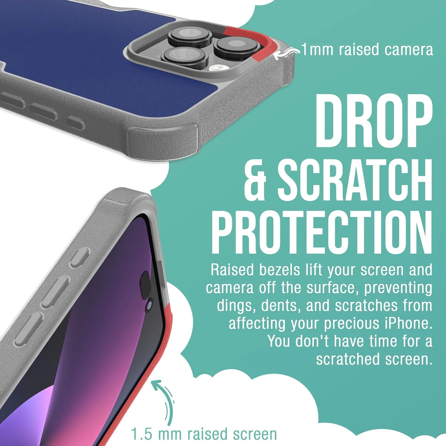 Smartish® iPhone 15 Pro Max Protective Magnetic Case - Gripzilla Compatible with MagSafe [Rugged Heavy Duty Grip Armor Cover] w/Drop Tested Protection for Apple iPhone 15 Pro Max - Blueberry Bandit