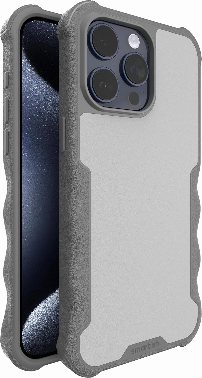 Smartish® iPhone 15 Pro Max Protective Magnetic Case - Gripzilla Compatible with MagSafe [Rugged Heavy Duty Slim Grip Armor Cover] w/Drop Tested Protection for Apple iPhone 15 Pro Max - Gray Area