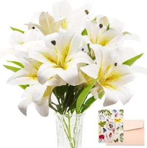SNAIL GARDEN 11Heads Artifical Lily Flowers,Long Stem Faux Flowers with Buds,Tiger Lily Artificial Flowers for Home Hotel Flower Arrangement Party Decor