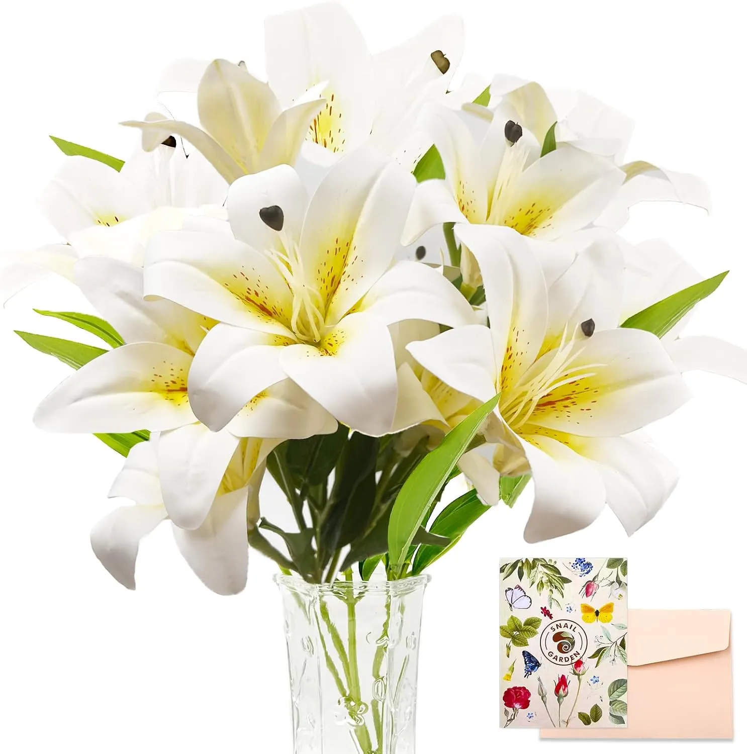 SNAIL GARDEN 11Heads Artifical Lily Flowers,Long Stem Faux Flowers with Buds,Tiger Lily Artificial Flowers for Home Hotel Flower Arrangement Party Decor
