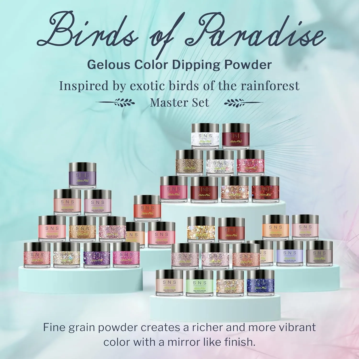 SNS Nails Dip Powder Kit, Gelous Color Dipping Powder Set - Birds of Paradise Master 36-Piece Set - Long-Lasting Dip Nail Color Lasts up to 14 days - Low-Odor & No UV Lamp Required - 1 Oz
