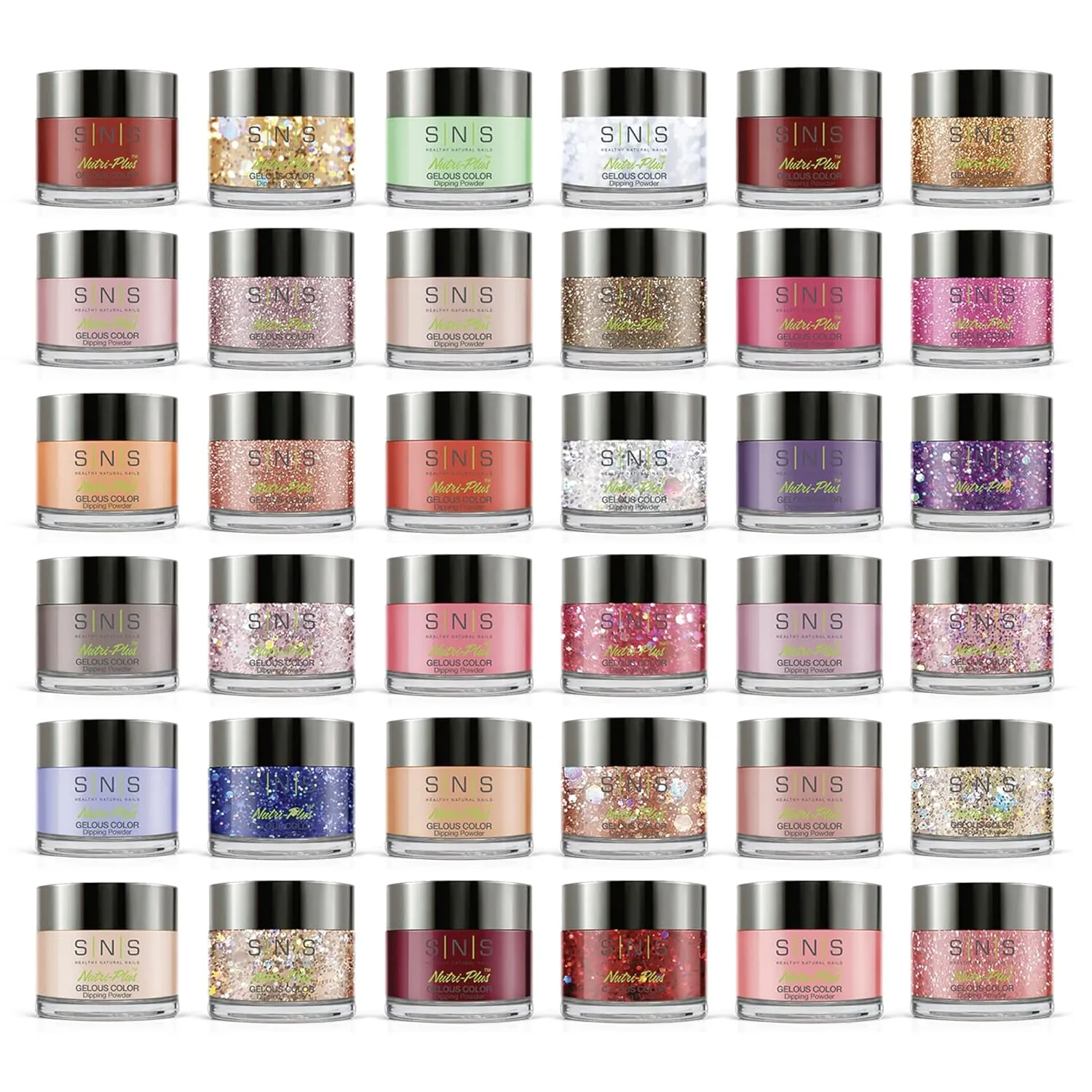 SNS Nails Dip Powder Kit, Gelous Color Dipping Powder Set - Birds of Paradise Master 36-Piece Set - Long-Lasting Dip Nail Color Lasts up to 14 days - Low-Odor & No UV Lamp Required - 1 Oz
