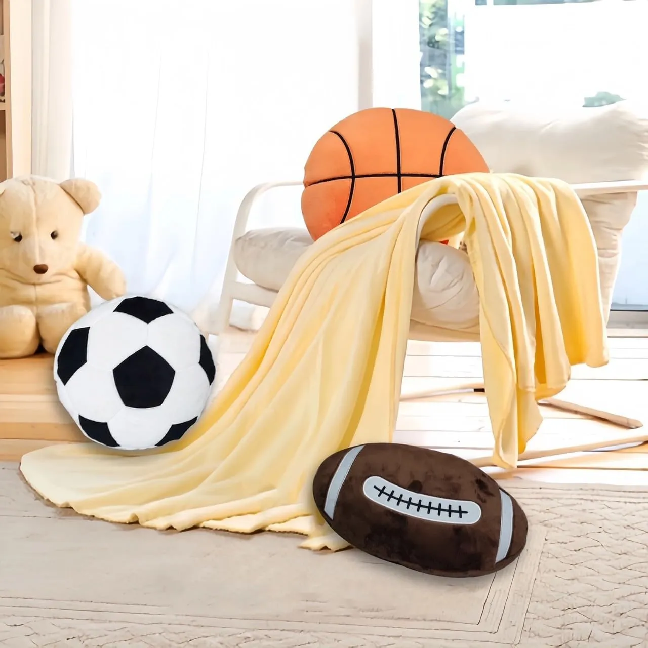 Soft Toddler Blanket and Football Decor Ideal for Boys Rooms – Cozy Travel Companion and Soccer Accessories for Football Fans
