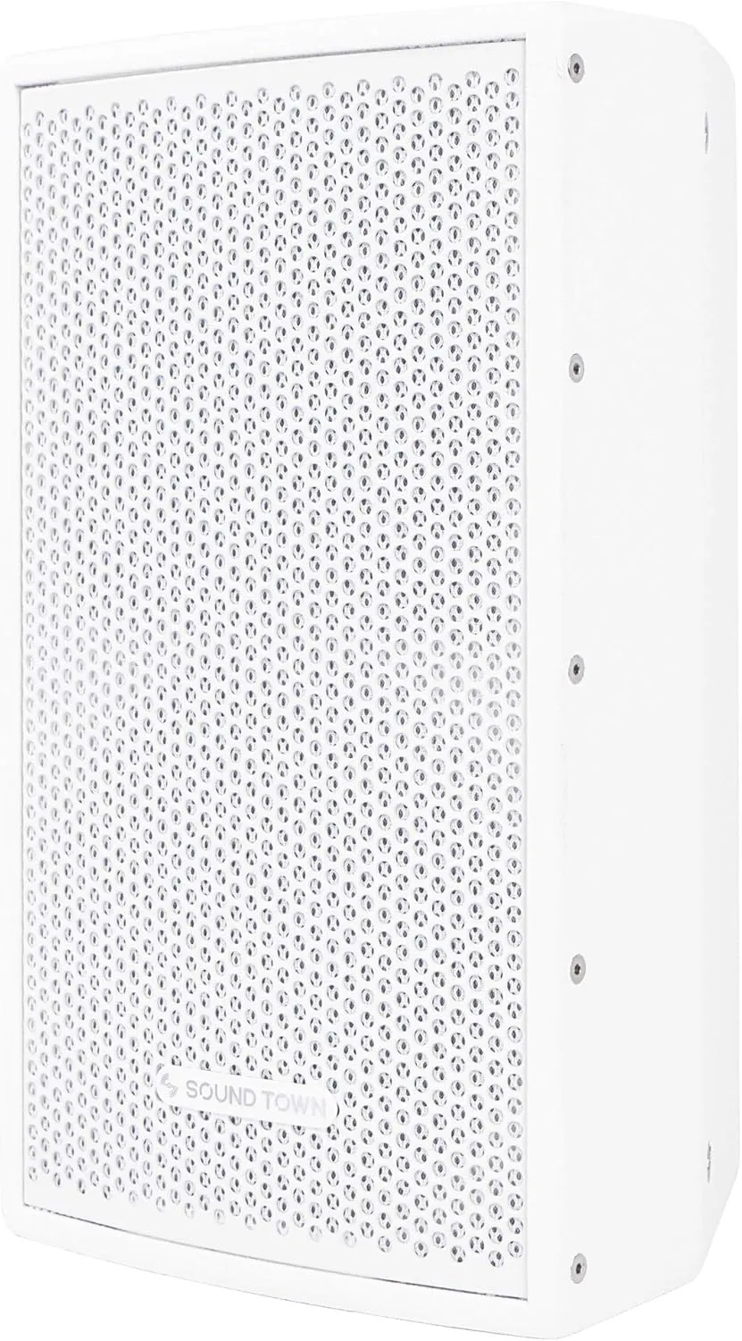 Sound Town Pair of CARME Series 8" 350W 2-Way Professional PA DJ Speakers, White with Compression Drivers, Birch Plywood and U Brackets for Installation, Live Sound, Karaoke (CARME-U108W-PAIR)