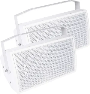 Sound Town Pair of CARME Series 8" 350W 2-Way Professional PA DJ Speakers, White with Compression Drivers, Birch Plywood and U Brackets for Installation, Live Sound, Karaoke (CARME-U108W-PAIR)