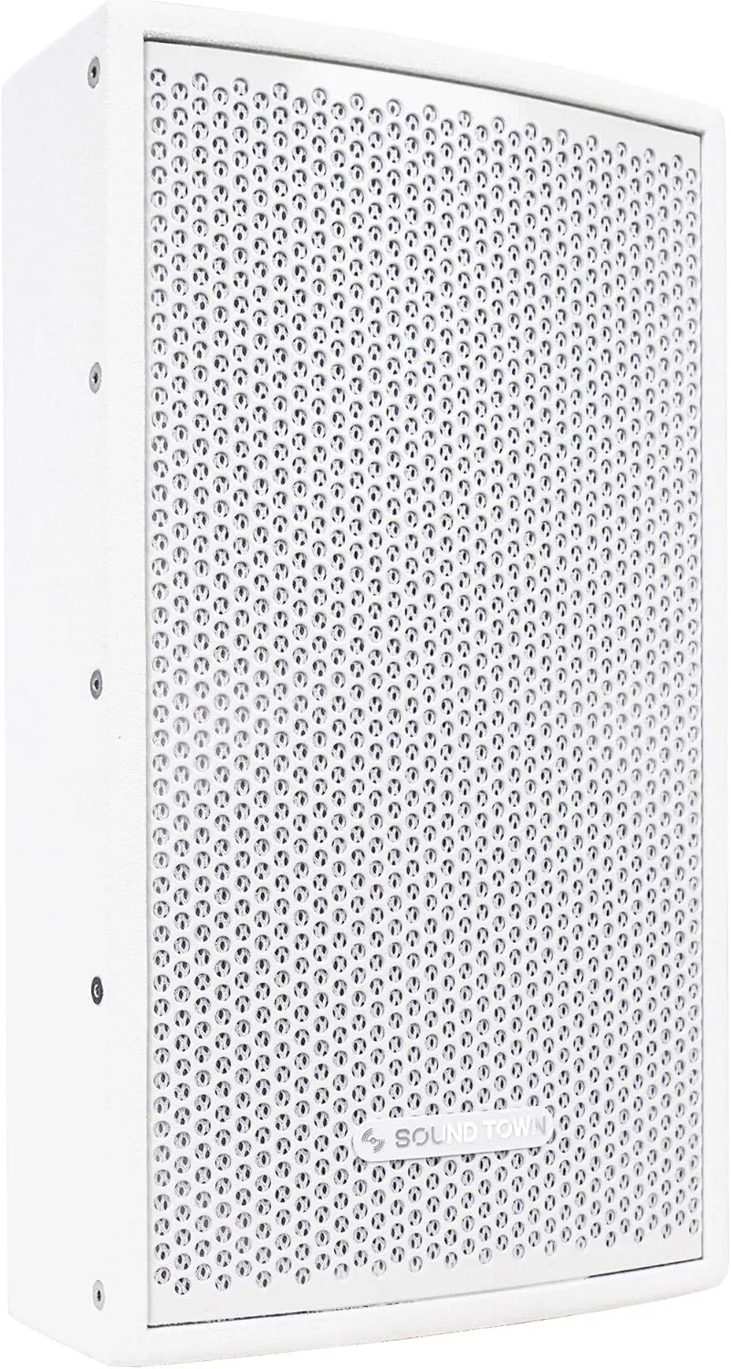 Sound Town Pair of CARME Series 8" 350W 2-Way Professional PA DJ Speakers, White with Compression Drivers, Birch Plywood and U Brackets for Installation, Live Sound, Karaoke (CARME-U108W-PAIR)
