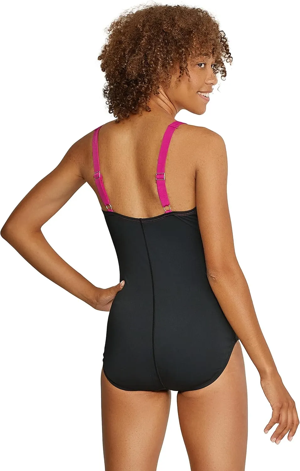 Speedo Women's Swimsuit One Piece Adjustable Square Neck Moderate Cut