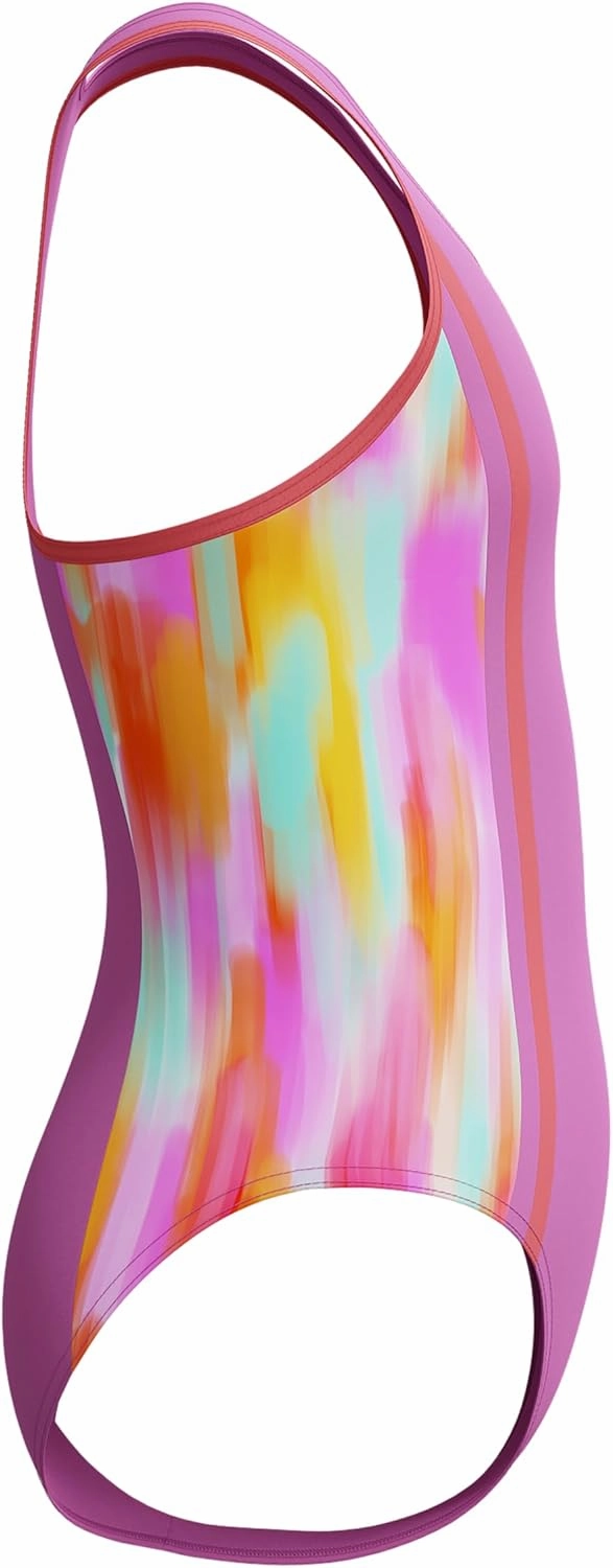 Speedo Girls' Swimsuit One Piece Thick Strap Racer Back Printed