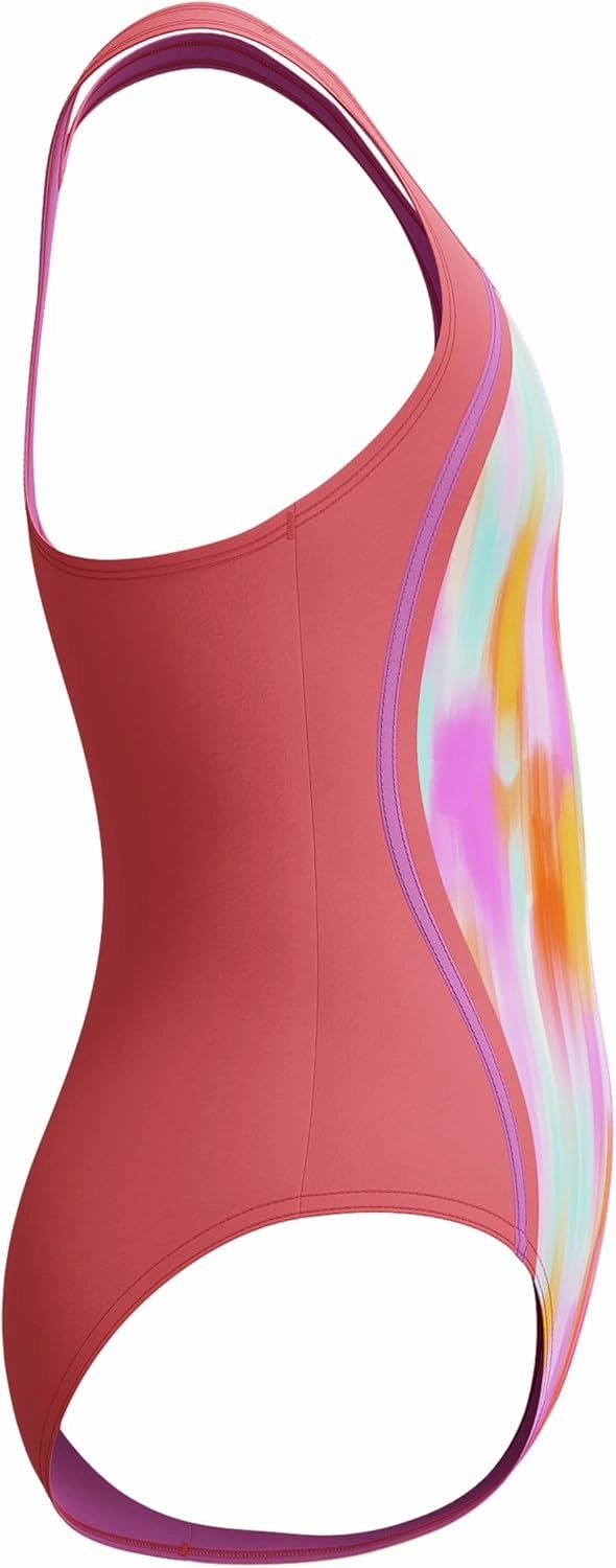 Speedo Girls' Swimsuit One Piece Thick Strap Racer Back Printed