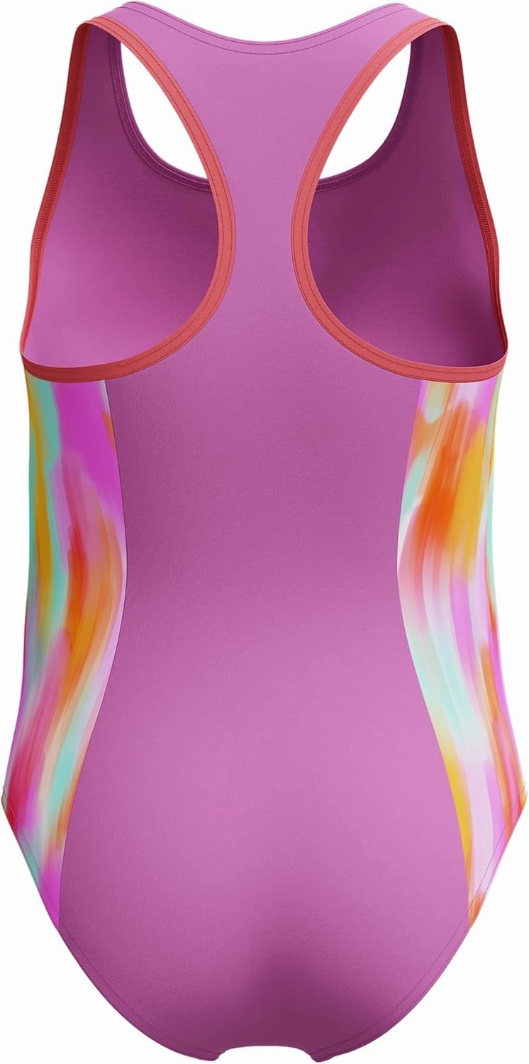 Speedo Girls' Swimsuit One Piece Thick Strap Racer Back Printed