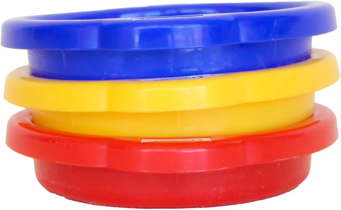 Spielstabil 3 Pack Small Sand Sieves (1 Red, 1 Blue, 1 Yellow Beach Sifter) - Made in Germany