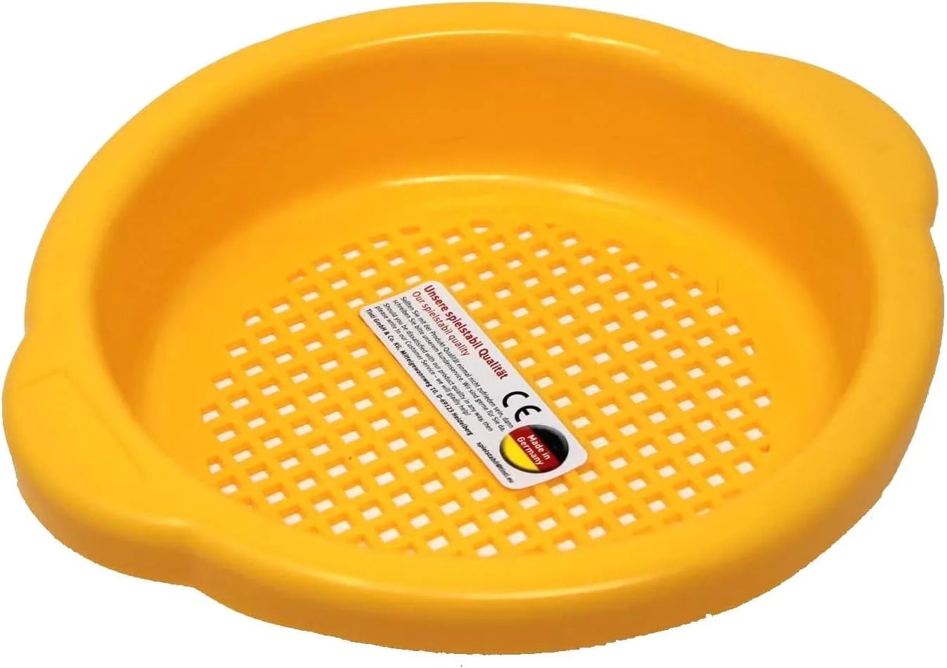 Spielstabil 3 Pack Small Sand Sieves (1 Red, 1 Blue, 1 Yellow Beach Sifter) - Made in Germany
