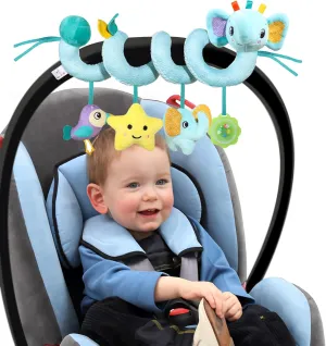 Spiral Car Seat Toys Stroller Toy for Babies - Baby Crib Hanging Rattles Toys for Babies 0-12 Months, Carseat Pram Crib with Musical Rattle Toy for Newborn Boys Girls Gifts（Elephant）