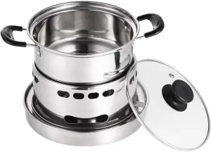 Spirit Cooker for Camping, Stove for Indoors, Portable Alcohol Stove with Pot, Small Stainless Steel Camping Pot 6.3In Without Electricity