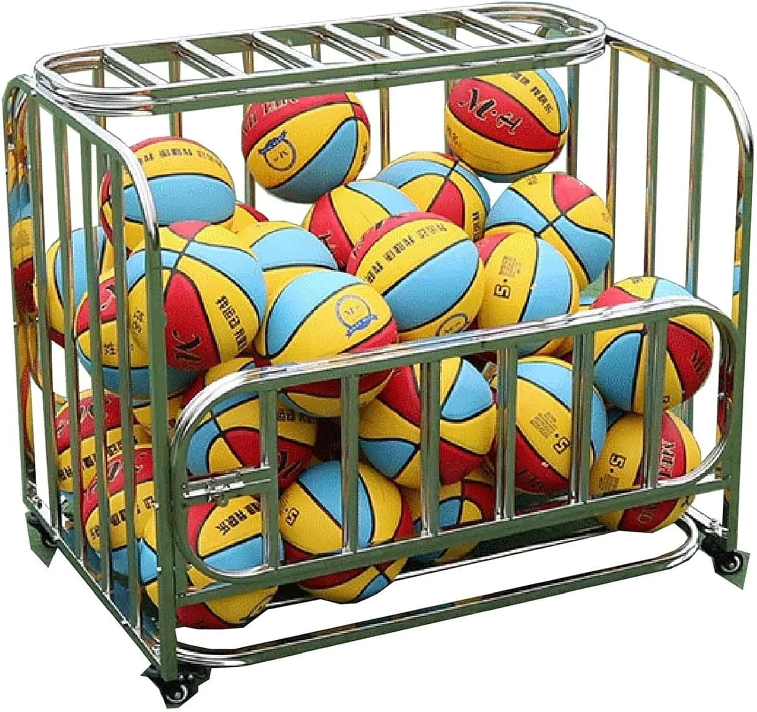 Sports Ball Storage Cart，Ball Storage Bin ， Heavy Duty Balls Cart Lockable Stackable Ball Cage
