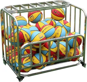 Sports Ball Storage Cart，Ball Storage Bin ， Heavy Duty Balls Cart Lockable Stackable Ball Cage