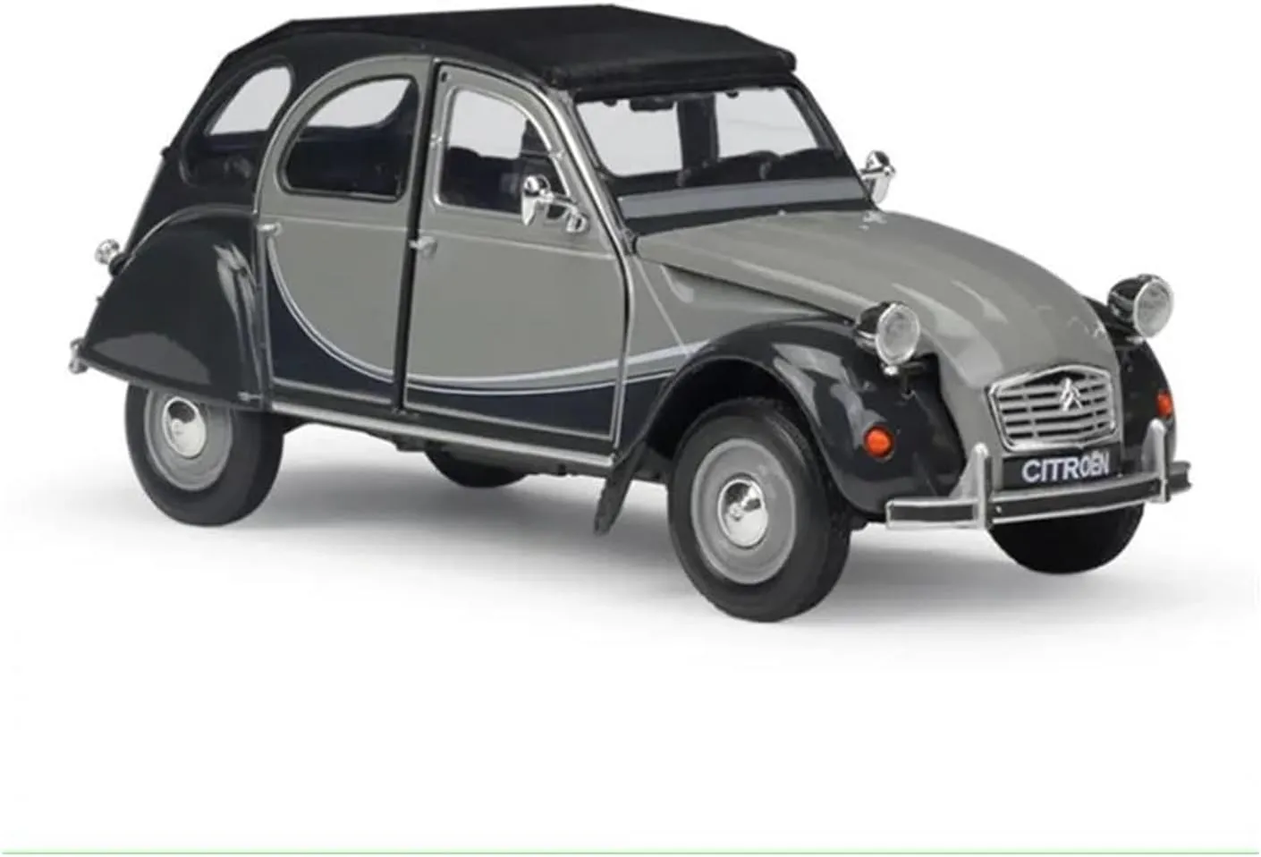 Sports car Metal Model 1:24 Scale Metal Alloy Classic Car Diecast Model for 2CV 6 Charleston Toy for Ornament Collectible for Home Décor(Gray)