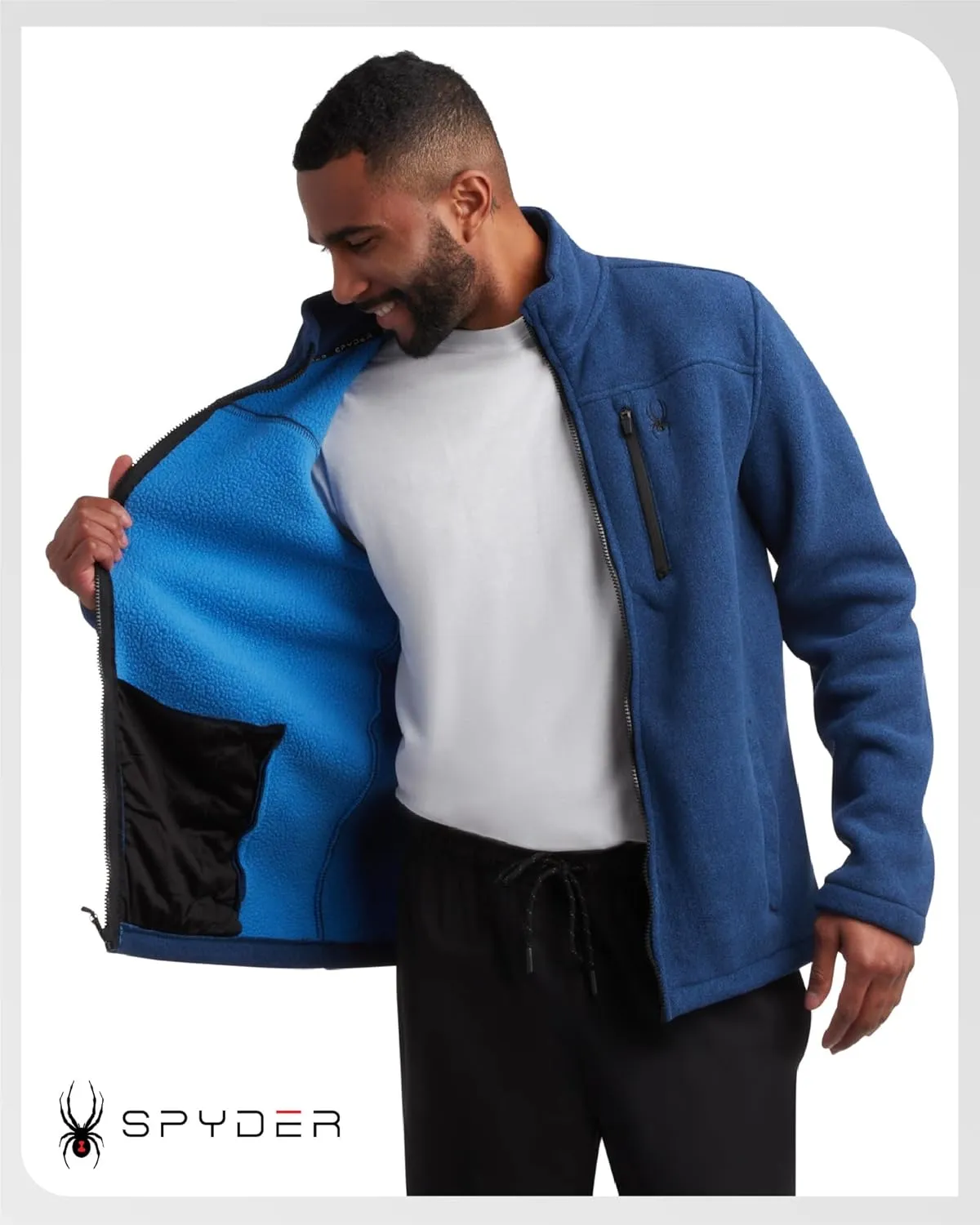 Spyder Mens Fleece Jacket - Soft and Warm Sherpa Bonded Full Zip Up Midweight Outerwear Jackets for Men with UPF30  (S-XXL)