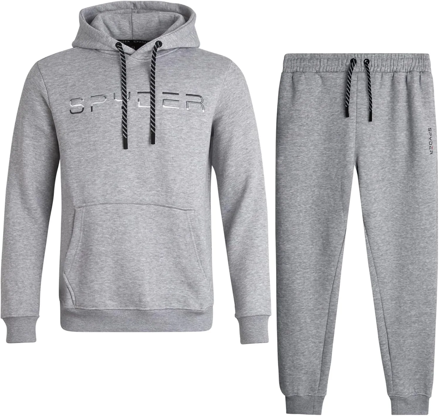 Spyder Men's Sweatsuit Set - 2 Piece Performance Fleece Pullover Hooded Sweatshirt and Jogger Sweatpants for Men (S-XXL)