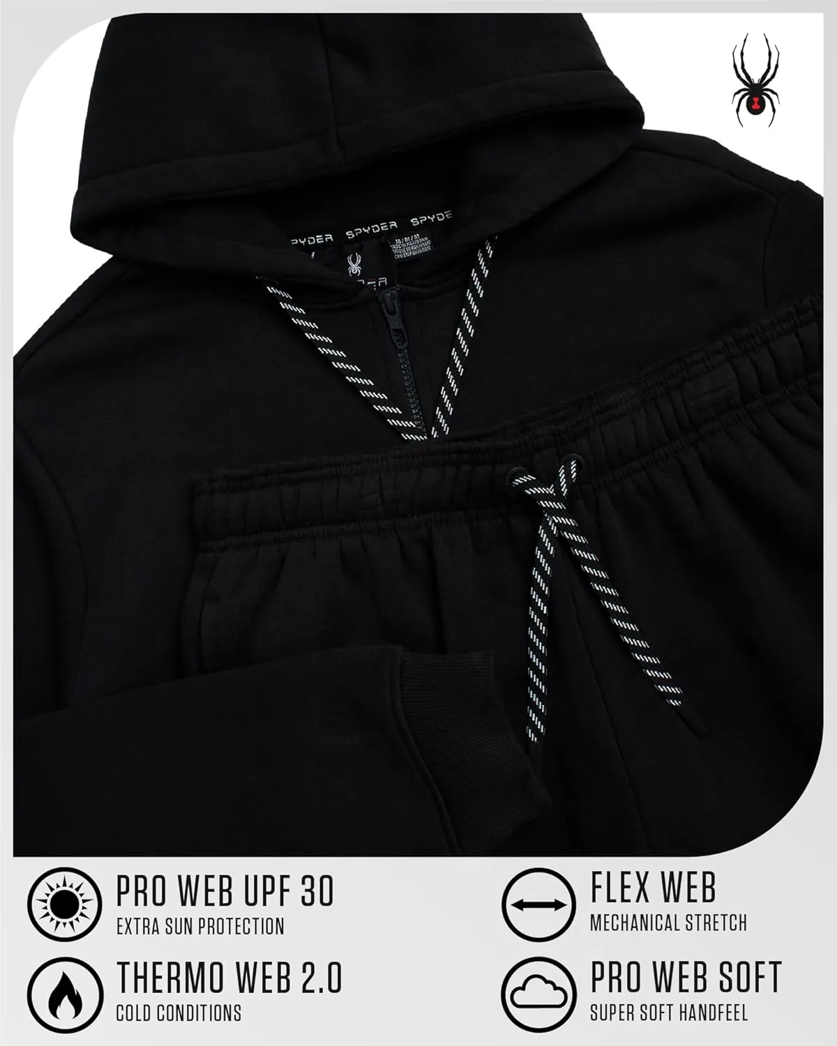 Spyder Mens Track Suit Set - 2 Piece Men's Activewear Fleece Zip Up Hoodie and Jogger Sweatpants, Sweatsuits for Men (S-XXL)