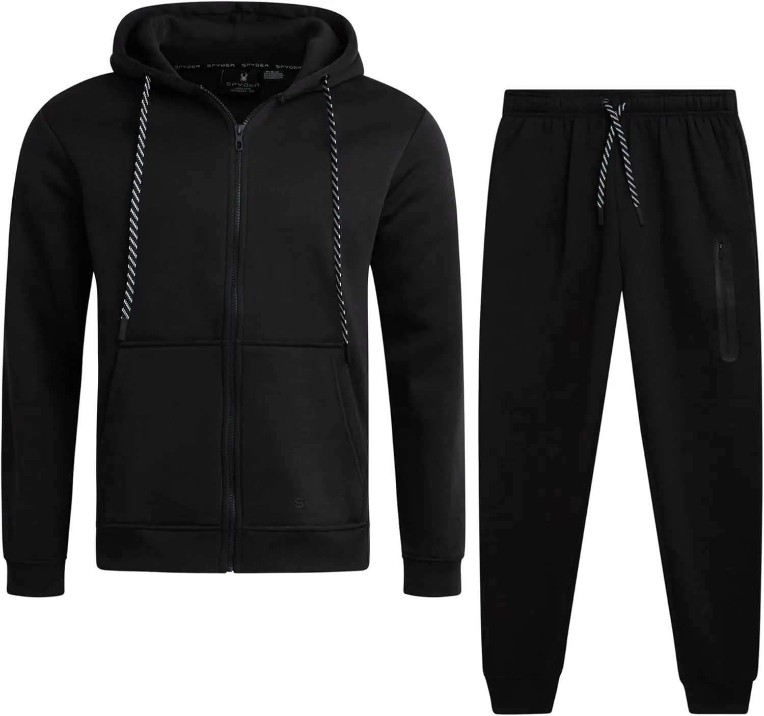 Spyder Mens Track Suit Set - 2 Piece Men's Activewear Fleece Zip Up Hoodie and Jogger Sweatpants, Sweatsuits for Men (S-XXL)