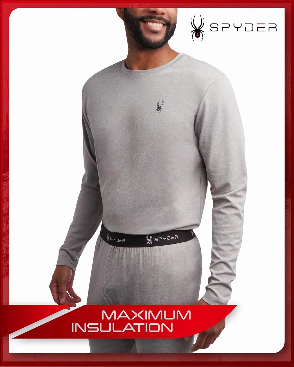 Spyder Men's Thermal Underwear Set - 2 Piece Brushed Back Fleece Lined Long Johns Base Layer Set for Men (Sizes: S-XL)