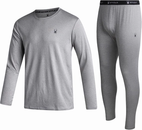 Spyder Men's Thermal Underwear Set - 2 Piece Brushed Back Fleece Lined Long Johns Base Layer Set for Men (Sizes: S-XL)