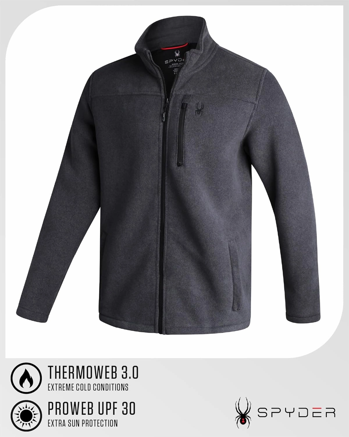 Spyder Mens Fleece Jacket - Soft and Warm Sherpa Bonded Full Zip Up Midweight Outerwear Jackets for Men with UPF30  (S-XXL)