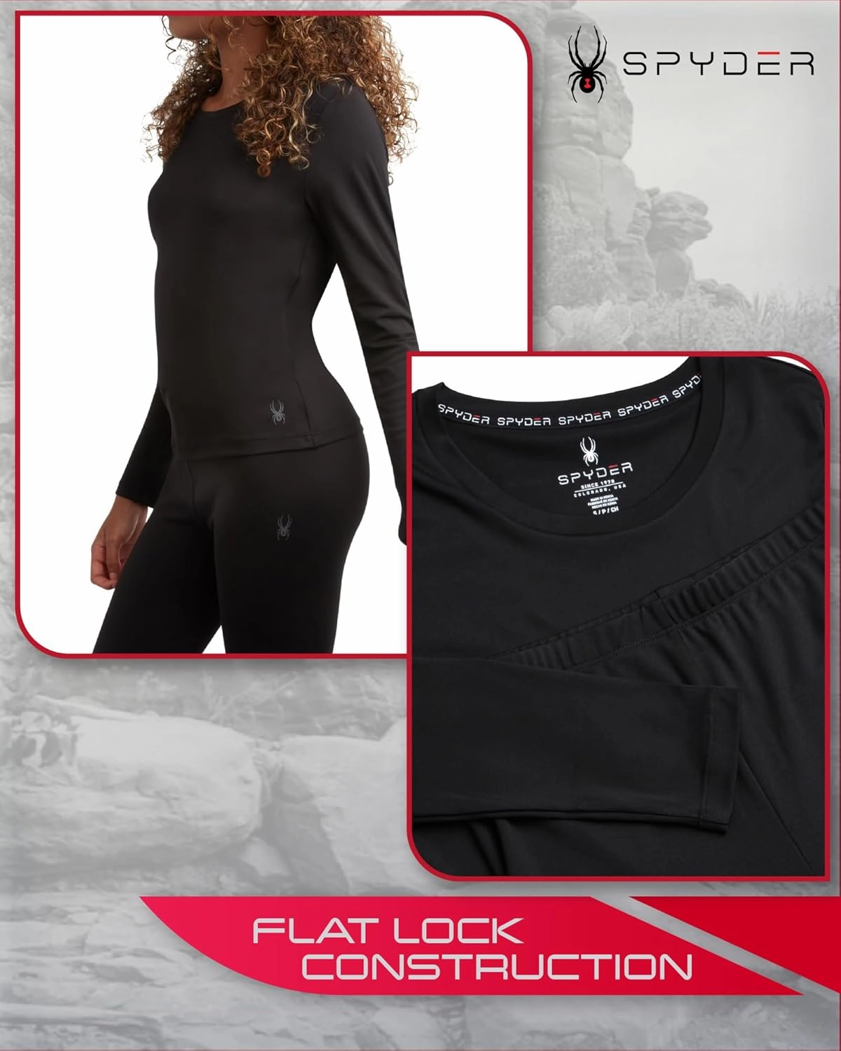 Spyder Women's Thermal Underwear Set - 4 Piece Brushed Back Fleece Lined Long Johns Base Layer Set for Women (Sizes: S-XL)